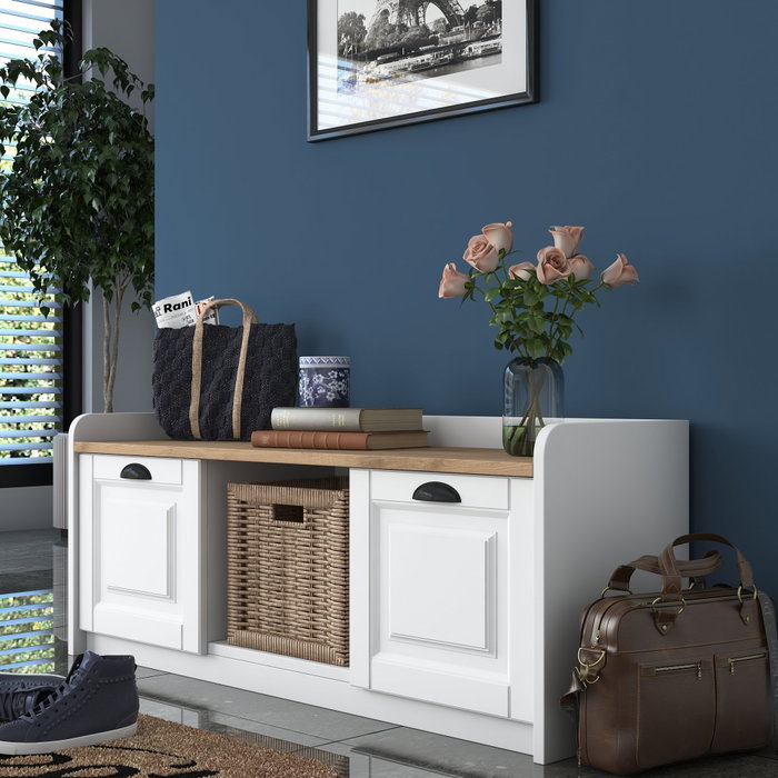 Hanah Home P2 - 1808 Zapatero Blanco y Nogal 120x45x40 cm